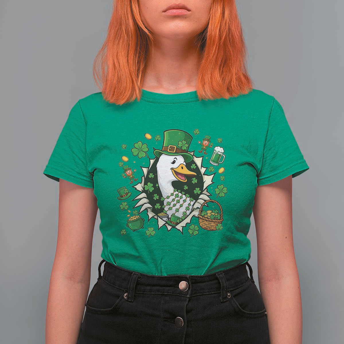 Funny Silly Irish Goose T Shirt For Women St Patricks Day Celebration