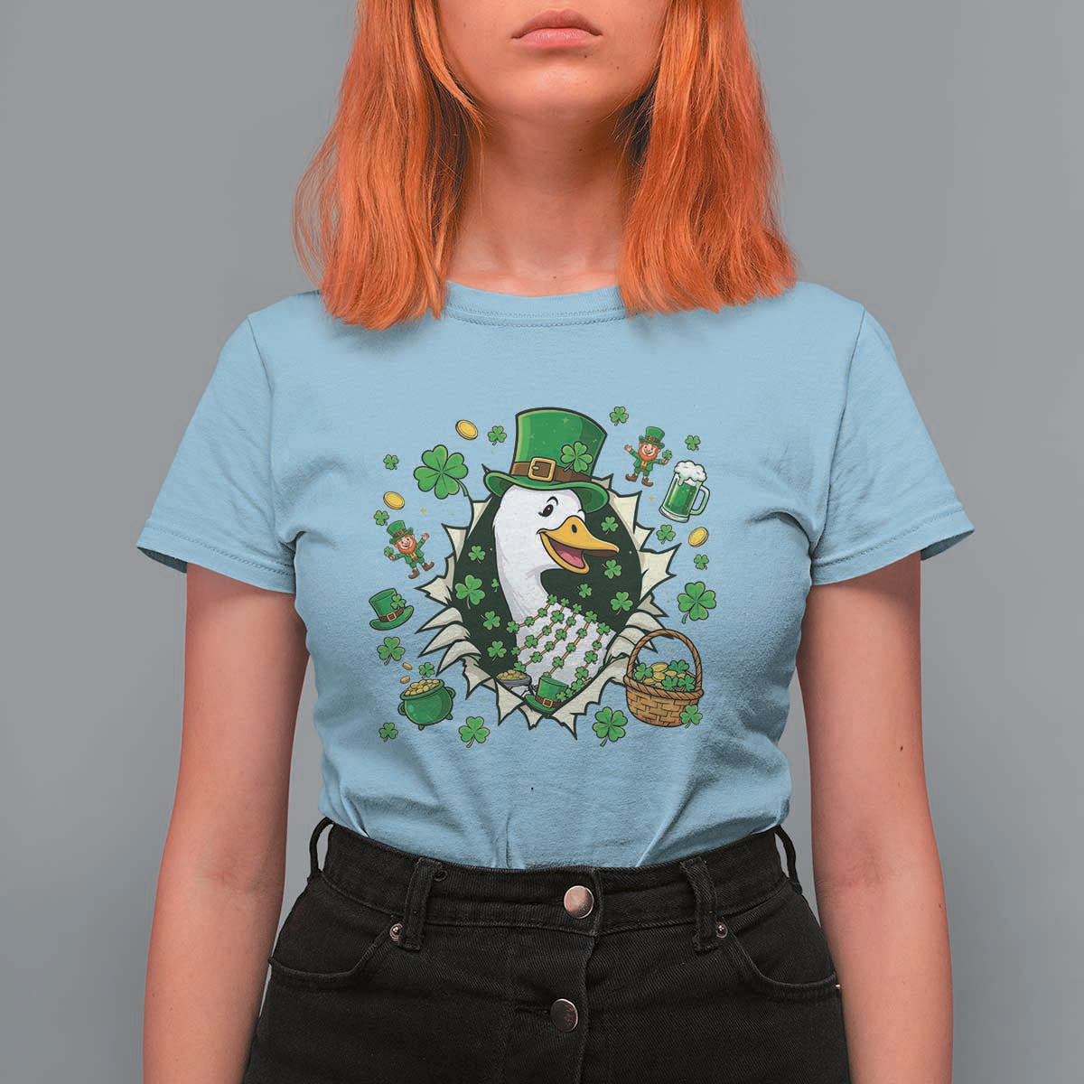 Funny Silly Irish Goose T Shirt For Women St Patricks Day Celebration