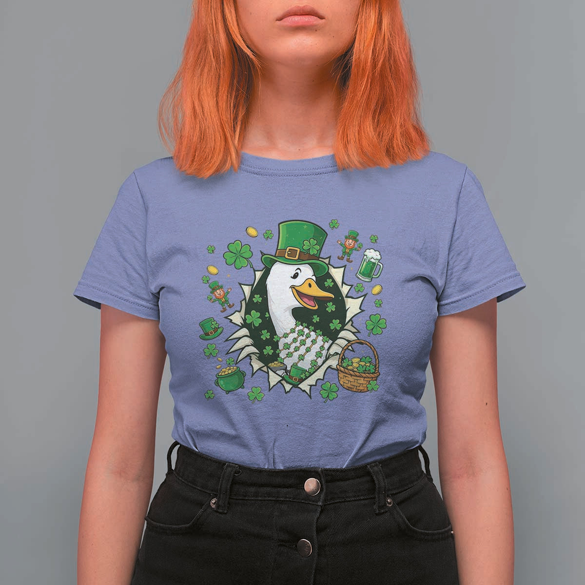 Funny Silly Irish Goose T Shirt For Women St Patricks Day Celebration