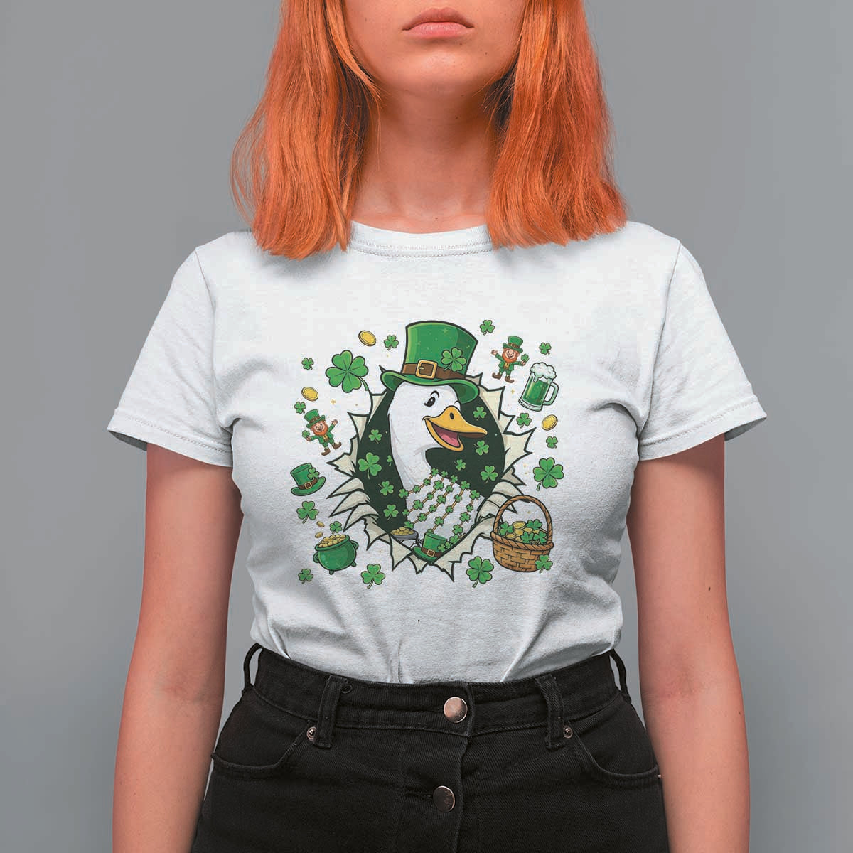 Funny Silly Irish Goose T Shirt For Women St Patricks Day Celebration