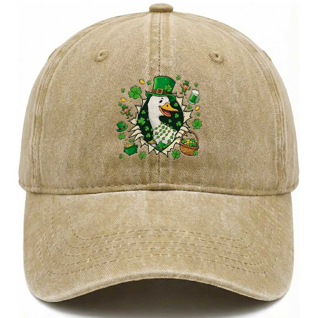 Funny Silly Irish Goose Washed Cotton Baseball Cap St Patricks Day Celebration