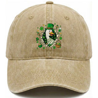 Funny Silly Irish Goose Washed Cotton Baseball Cap St Patricks Day Celebration