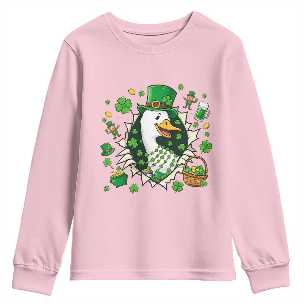 Funny Silly Irish Goose Youth Sweatshirt St Patricks Day Celebration