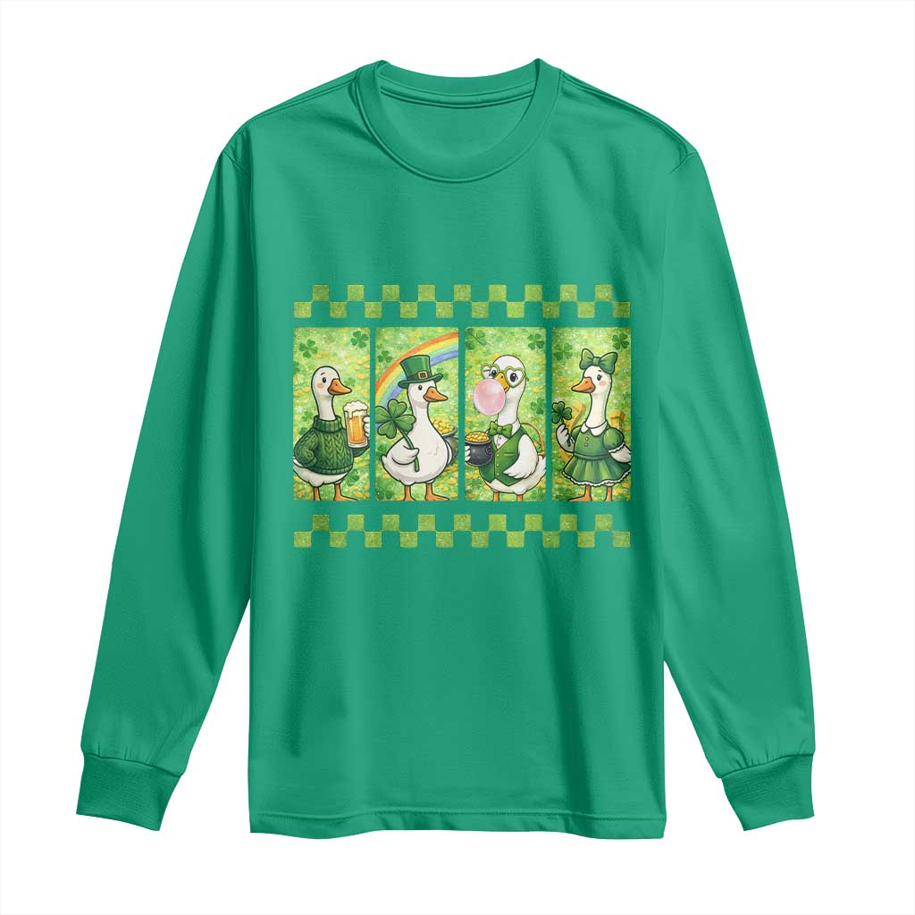 Funny Silly Irish Goose Long Sleeve Shirt St Patricks Day Goose Lover Gift