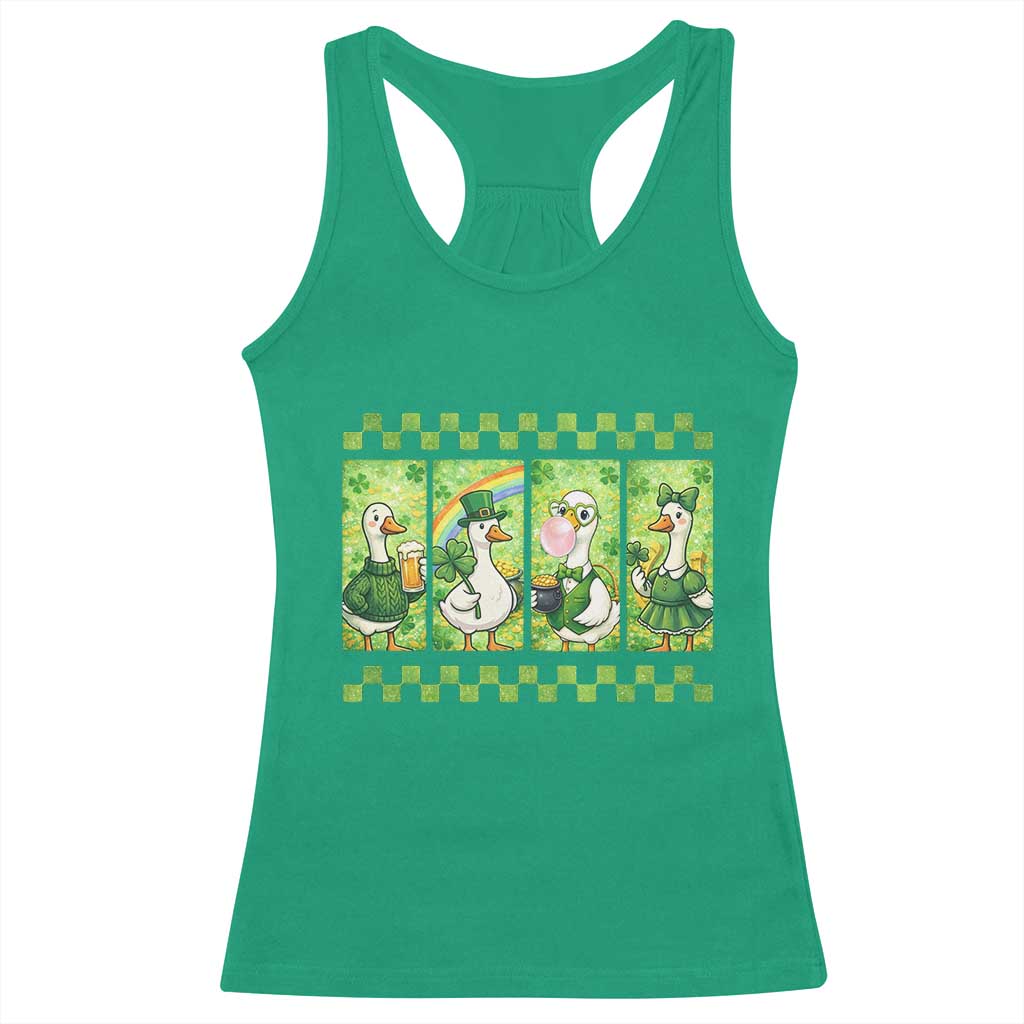 Funny Silly Irish Goose Racerback Tank Top St Patricks Day Goose Lover Gift