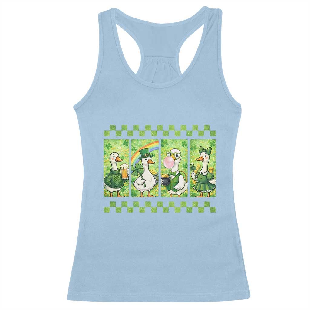 Funny Silly Irish Goose Racerback Tank Top St Patricks Day Goose Lover Gift