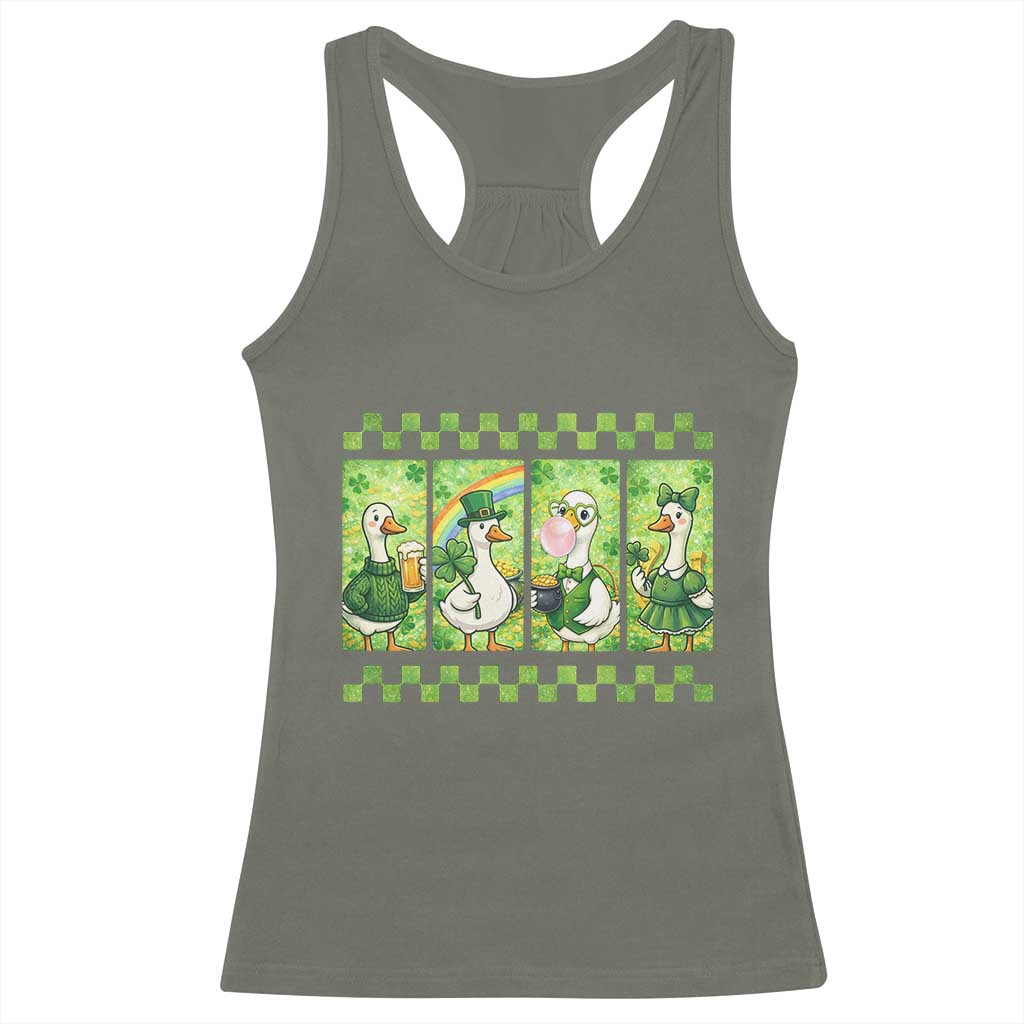 Funny Silly Irish Goose Racerback Tank Top St Patricks Day Goose Lover Gift
