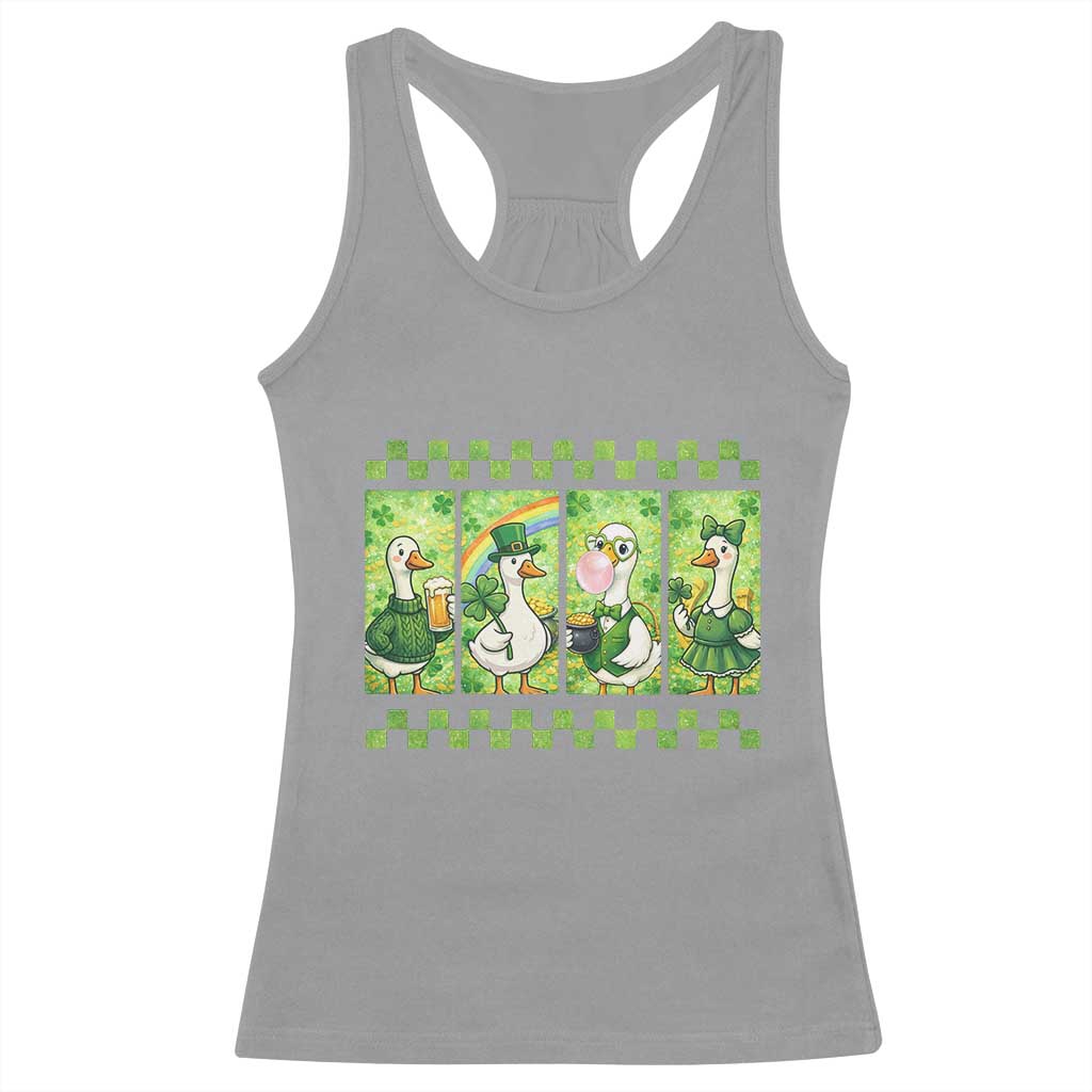 Funny Silly Irish Goose Racerback Tank Top St Patricks Day Goose Lover Gift