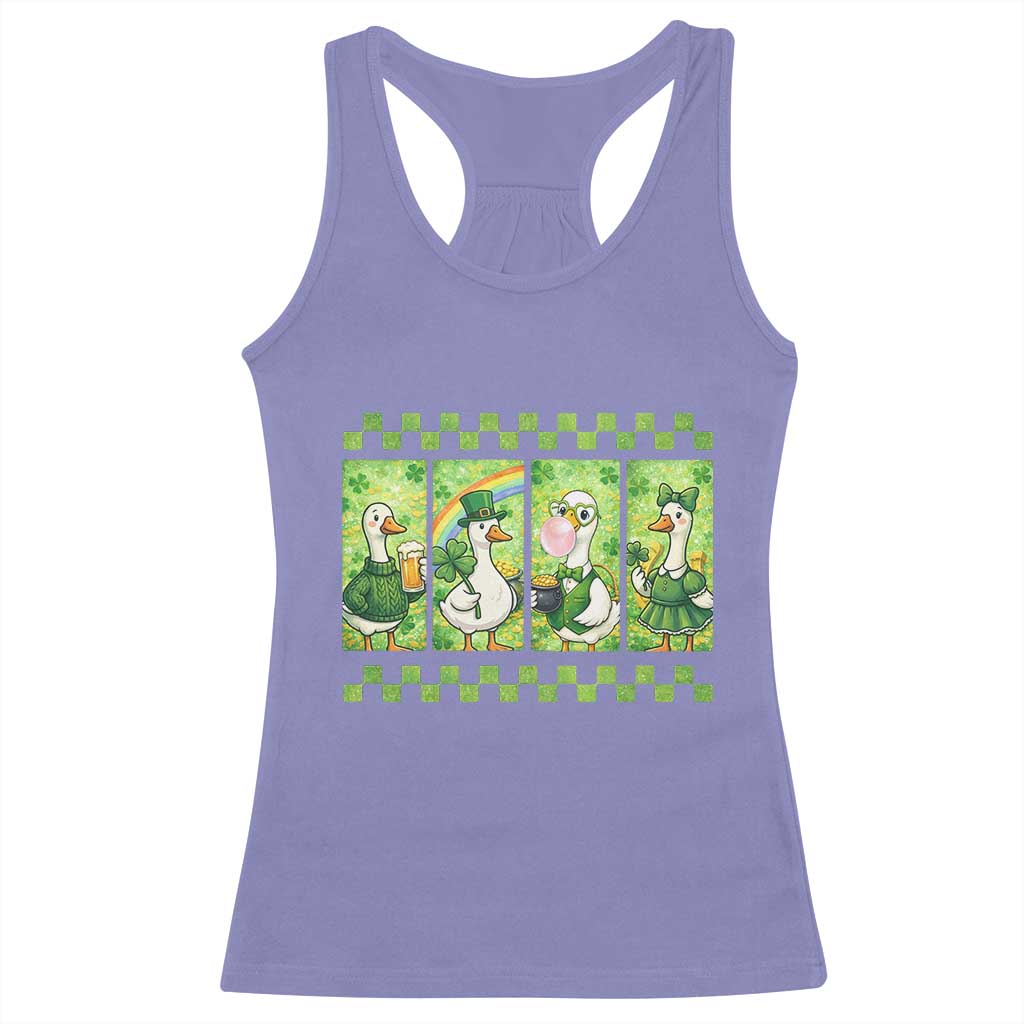 Funny Silly Irish Goose Racerback Tank Top St Patricks Day Goose Lover Gift