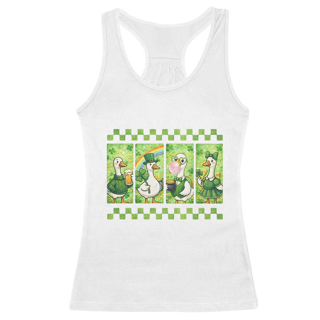 Funny Silly Irish Goose Racerback Tank Top St Patricks Day Goose Lover Gift