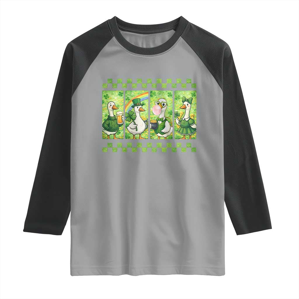 Funny Silly Irish Goose Raglan Shirt St Patricks Day Goose Lover Gift
