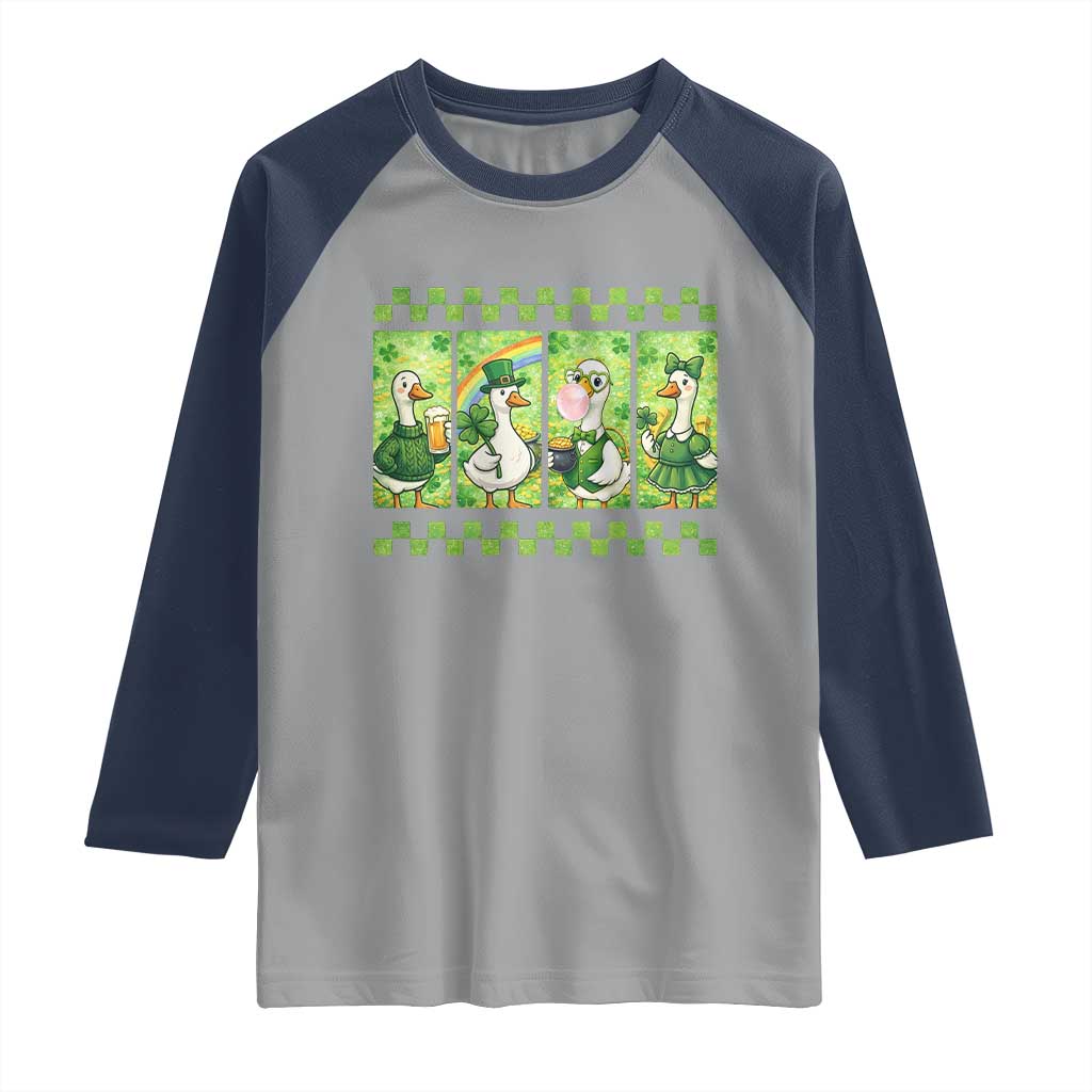 Funny Silly Irish Goose Raglan Shirt St Patricks Day Goose Lover Gift