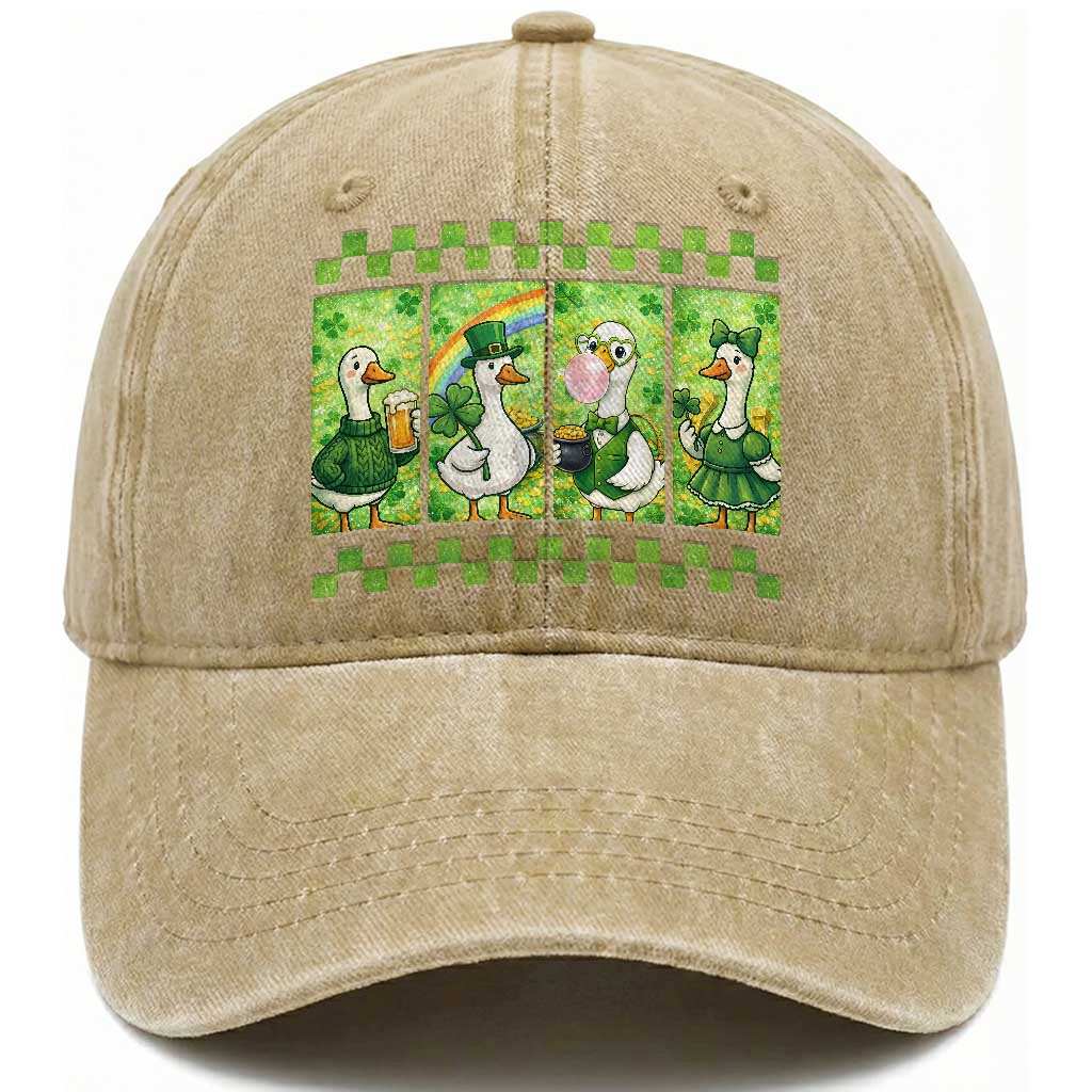 Funny Silly Irish Goose Washed Cotton Baseball Cap St Patricks Day Goose Lover Gift