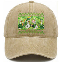 Funny Silly Irish Goose Washed Cotton Baseball Cap St Patricks Day Goose Lover Gift