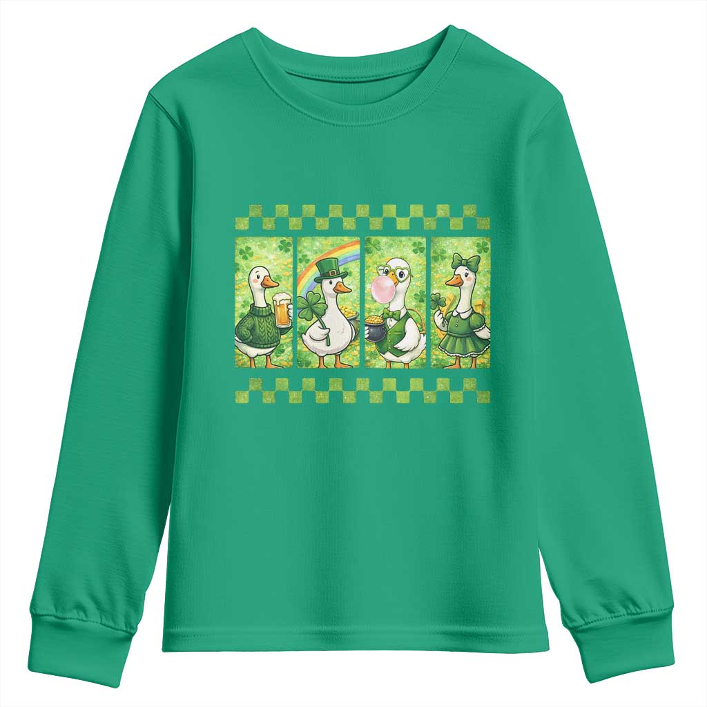 Funny Silly Irish Goose Youth Sweatshirt St Patricks Day Goose Lover Gift