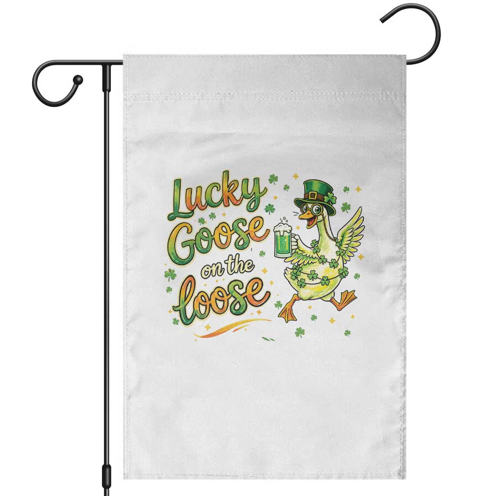 Retro Clover Duck Garden Flag Lucky Goose On The Loose