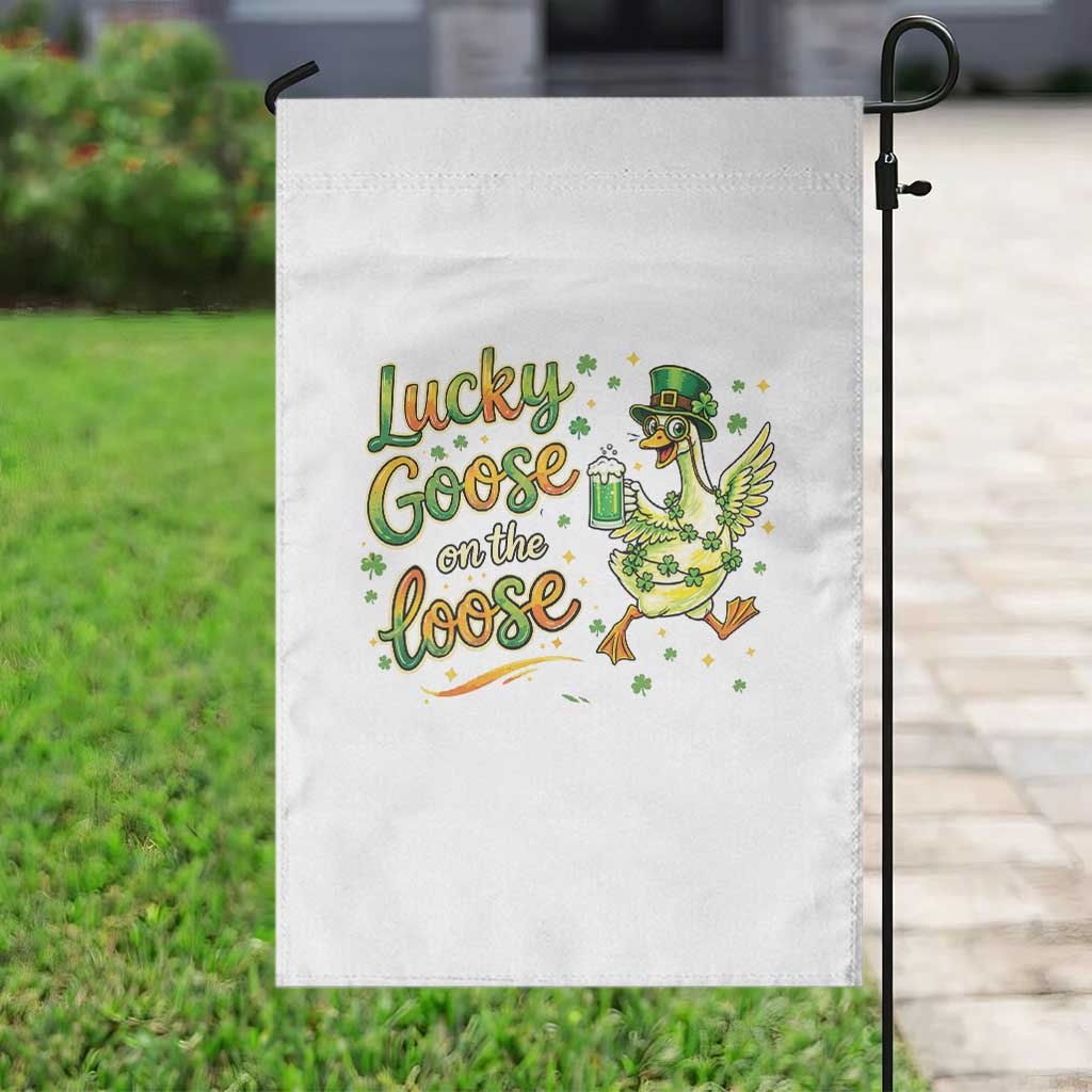 Retro Clover Duck Garden Flag Lucky Goose On The Loose