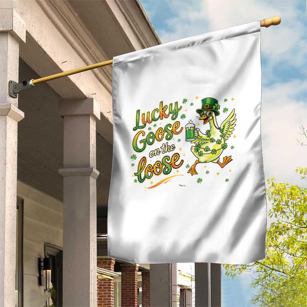 Retro Clover Duck Garden Flag Lucky Goose On The Loose