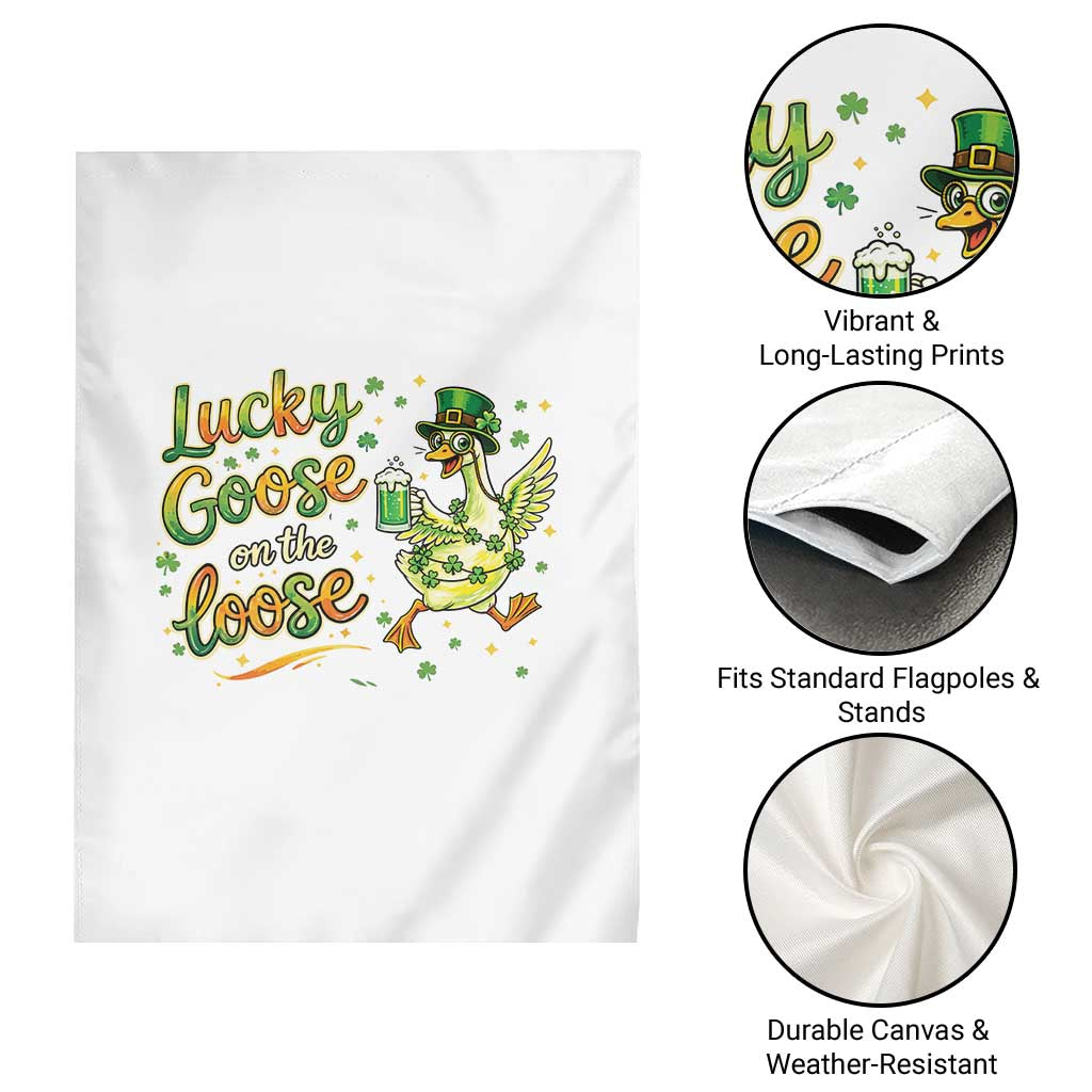 Retro Clover Duck Garden Flag Lucky Goose On The Loose