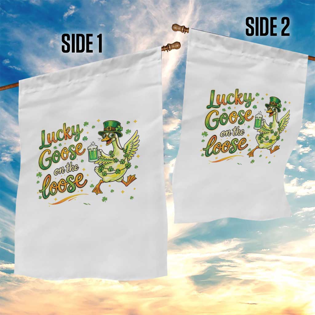 Retro Clover Duck Garden Flag Lucky Goose On The Loose