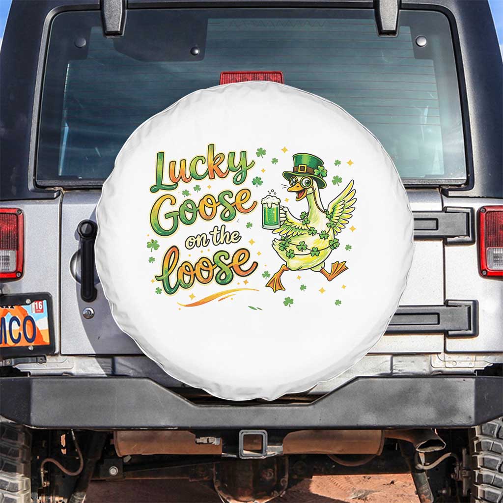 Retro Clover Duck Spare Tire Cover Lucky Goose On The Loose