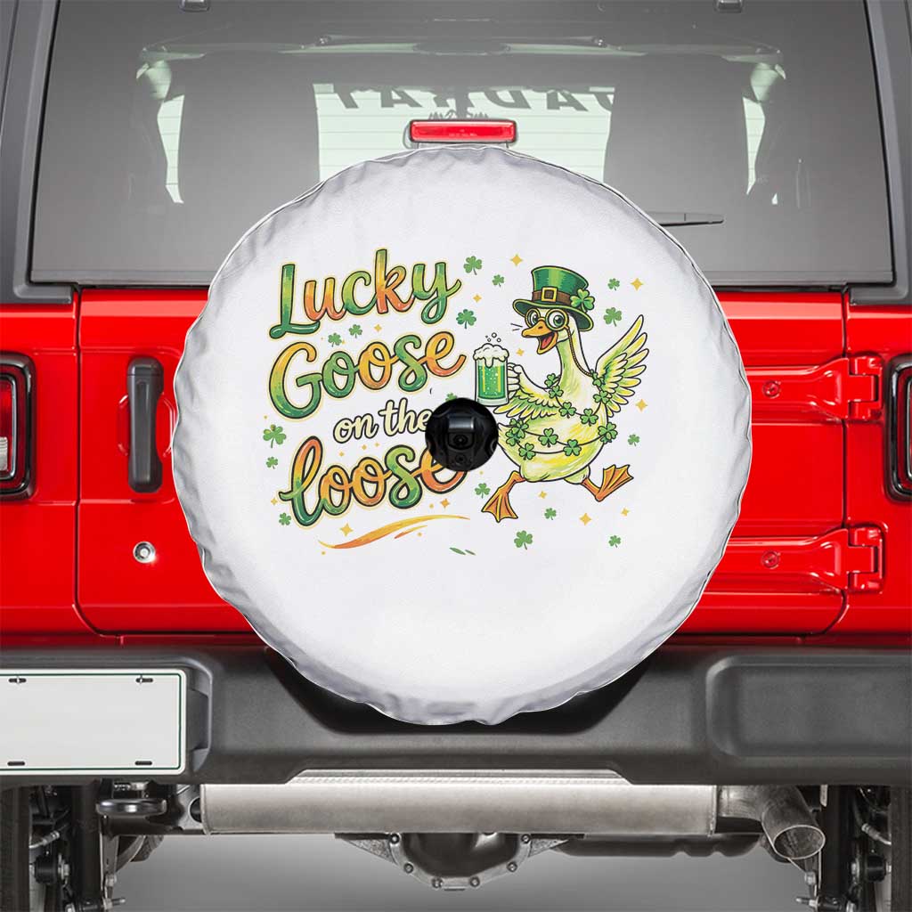 Retro Clover Duck Spare Tire Cover Lucky Goose On The Loose