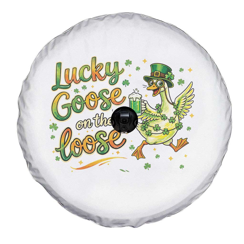 Retro Clover Duck Spare Tire Cover Lucky Goose On The Loose