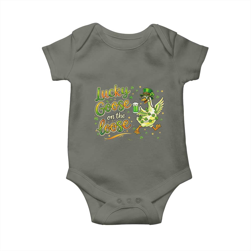 Retro Clover Duck Baby Onesie Lucky Goose On The Loose