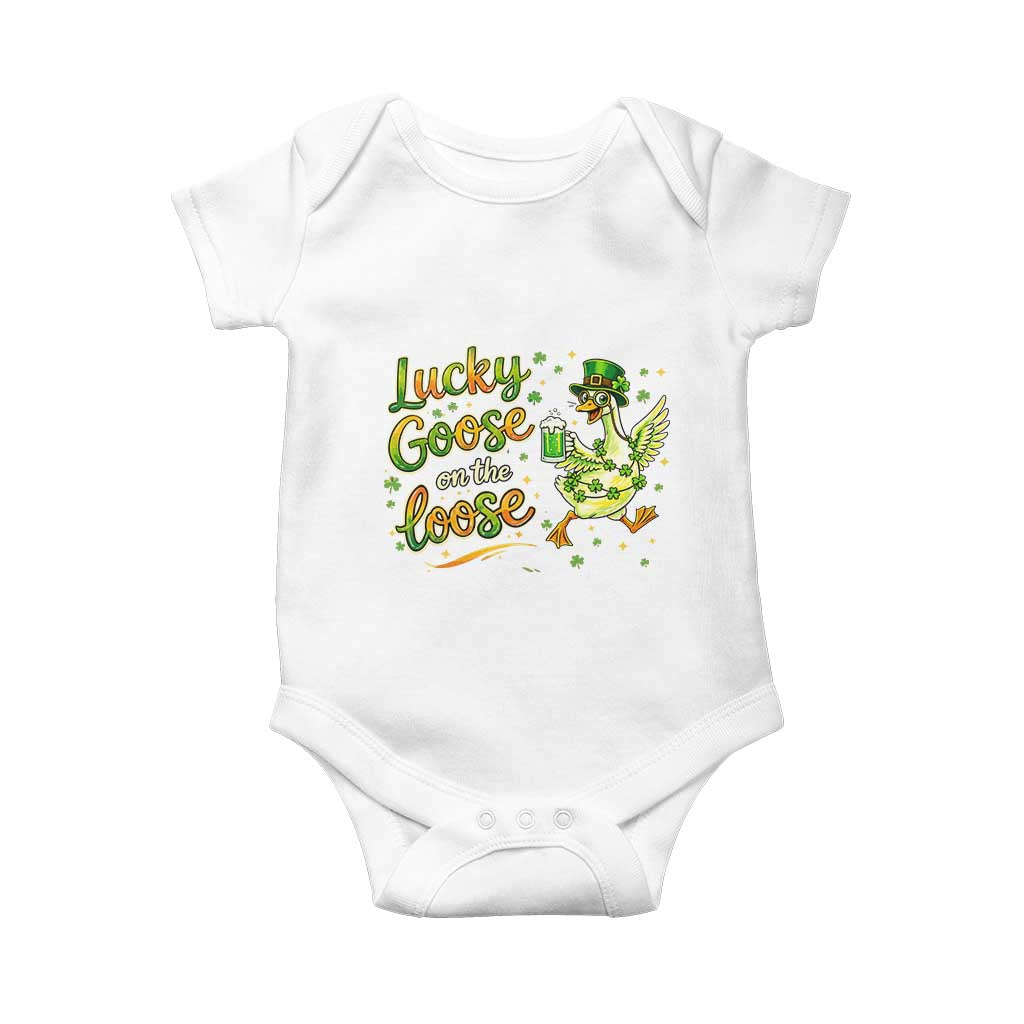 Retro Clover Duck Baby Onesie Lucky Goose On The Loose