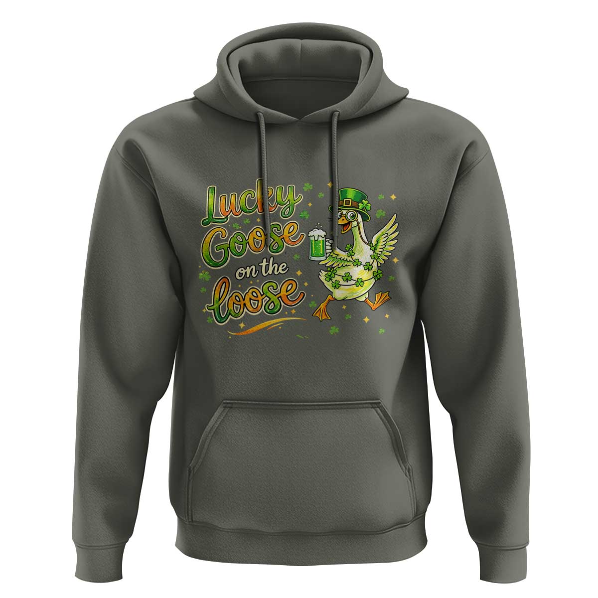 Retro Clover Duck Hoodie Lucky Goose On The Loose