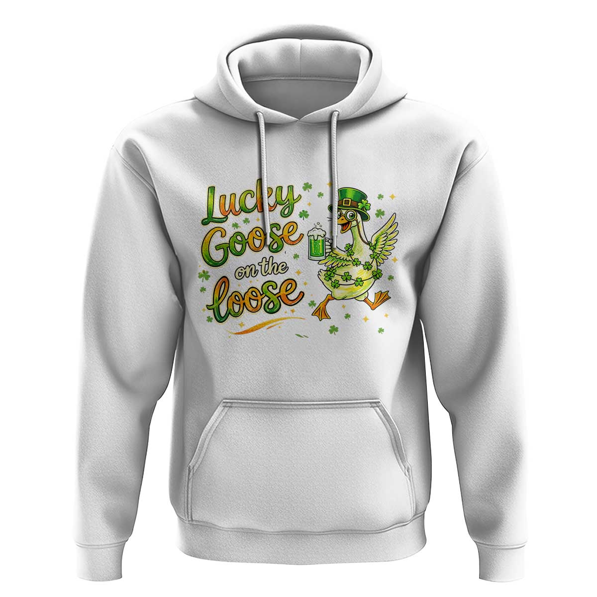 Retro Clover Duck Hoodie Lucky Goose On The Loose