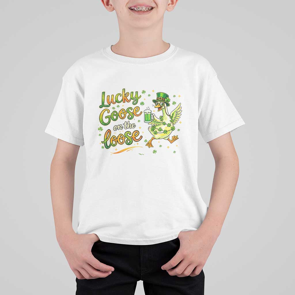 Retro Clover Duck T Shirt For Kid Lucky Goose On The Loose