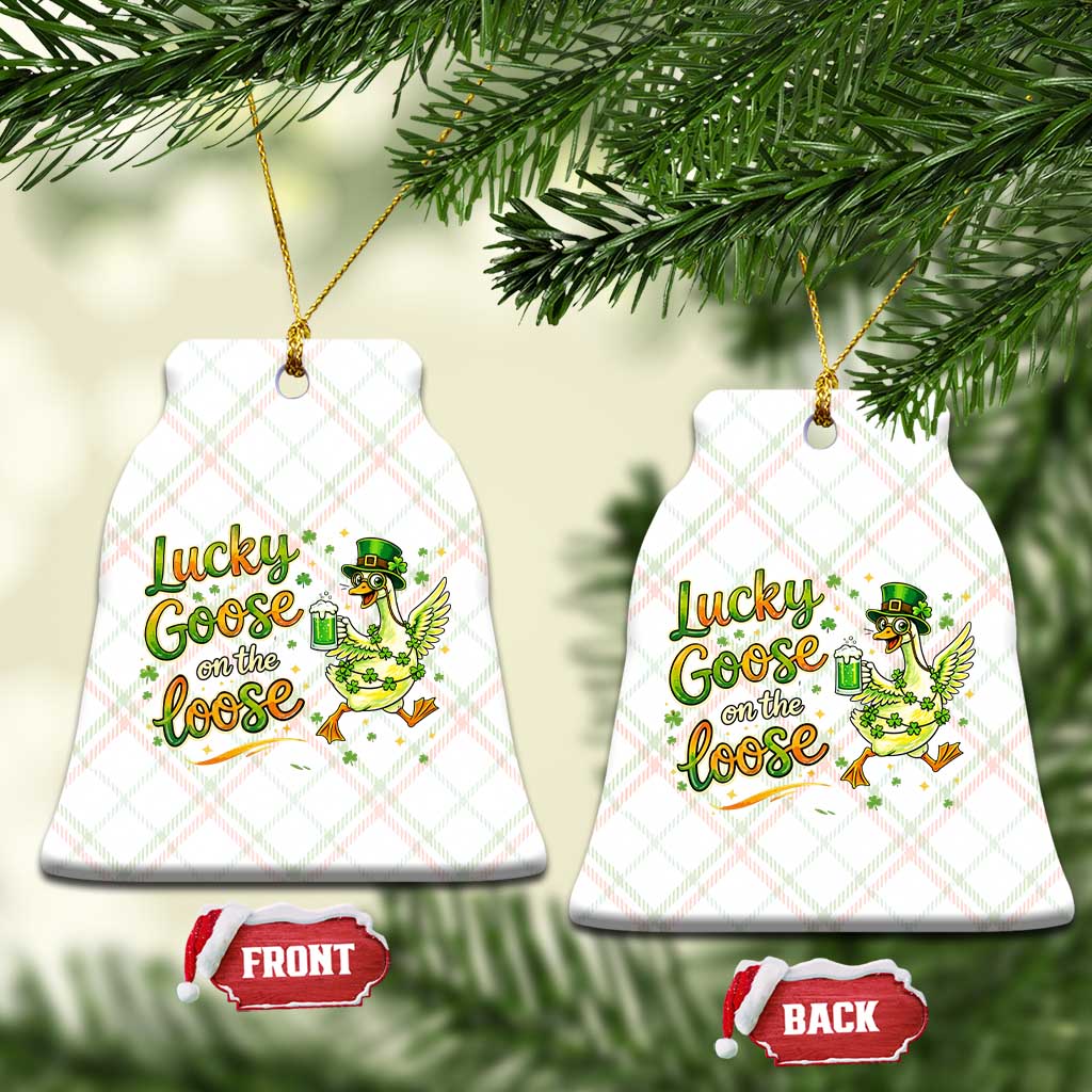 Retro Clover Duck Ceramic Ornament Lucky Goose On The Loose
