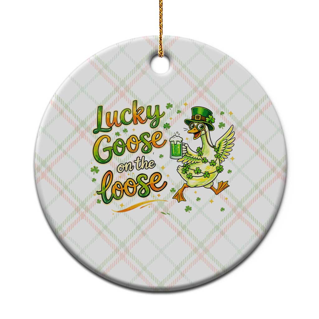 Retro Clover Duck Ceramic Ornament Lucky Goose On The Loose
