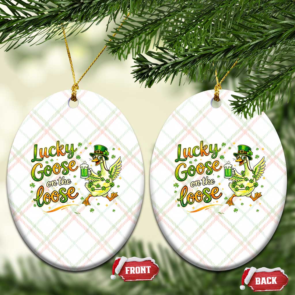 Retro Clover Duck Ceramic Ornament Lucky Goose On The Loose