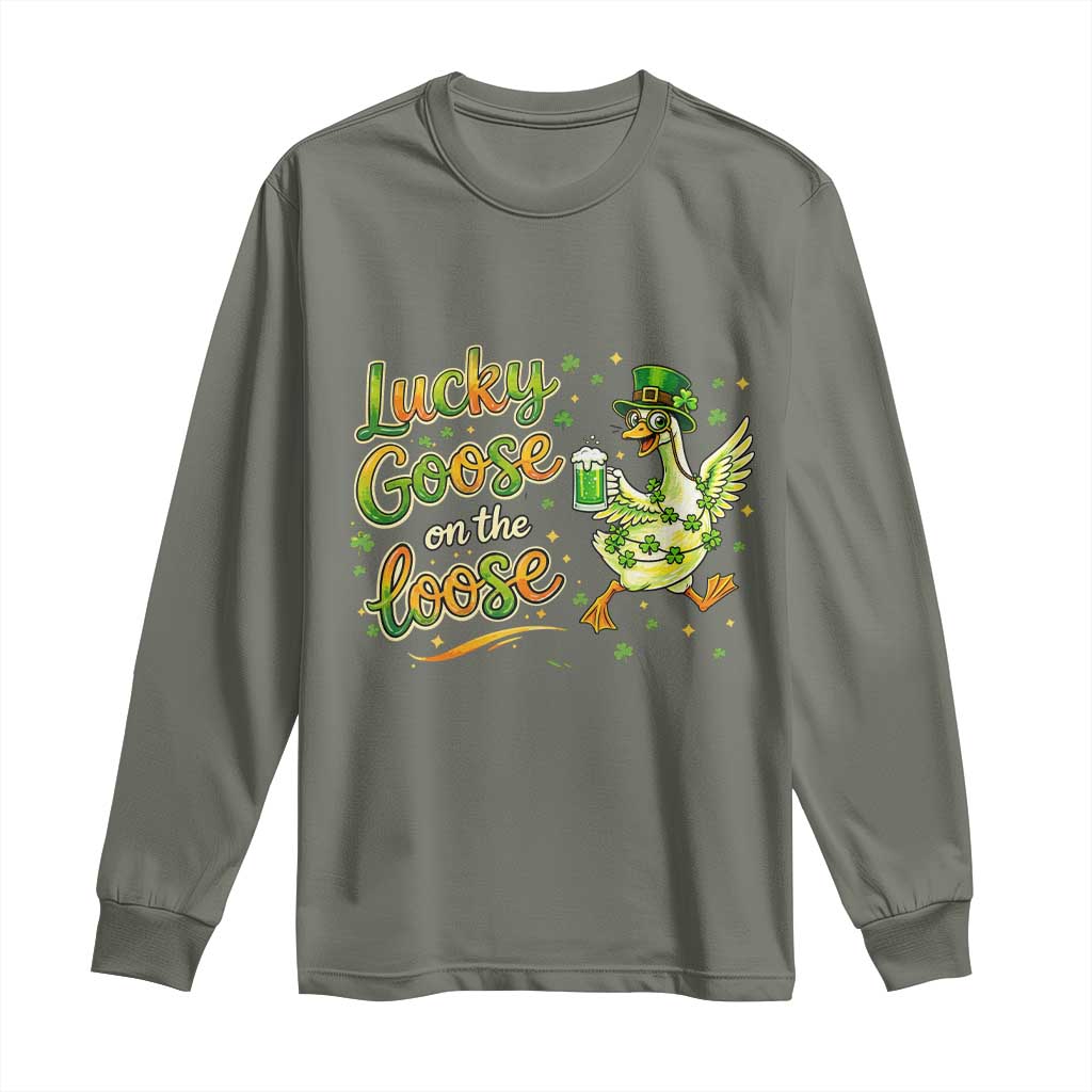 Retro Clover Duck Long Sleeve Shirt Lucky Goose On The Loose