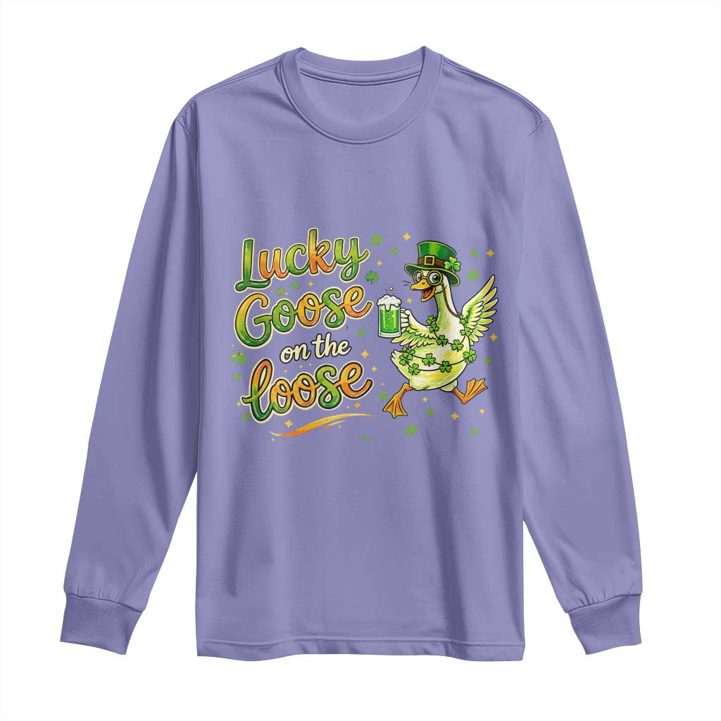 Retro Clover Duck Long Sleeve Shirt Lucky Goose On The Loose