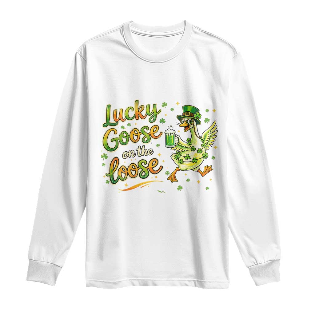 Retro Clover Duck Long Sleeve Shirt Lucky Goose On The Loose