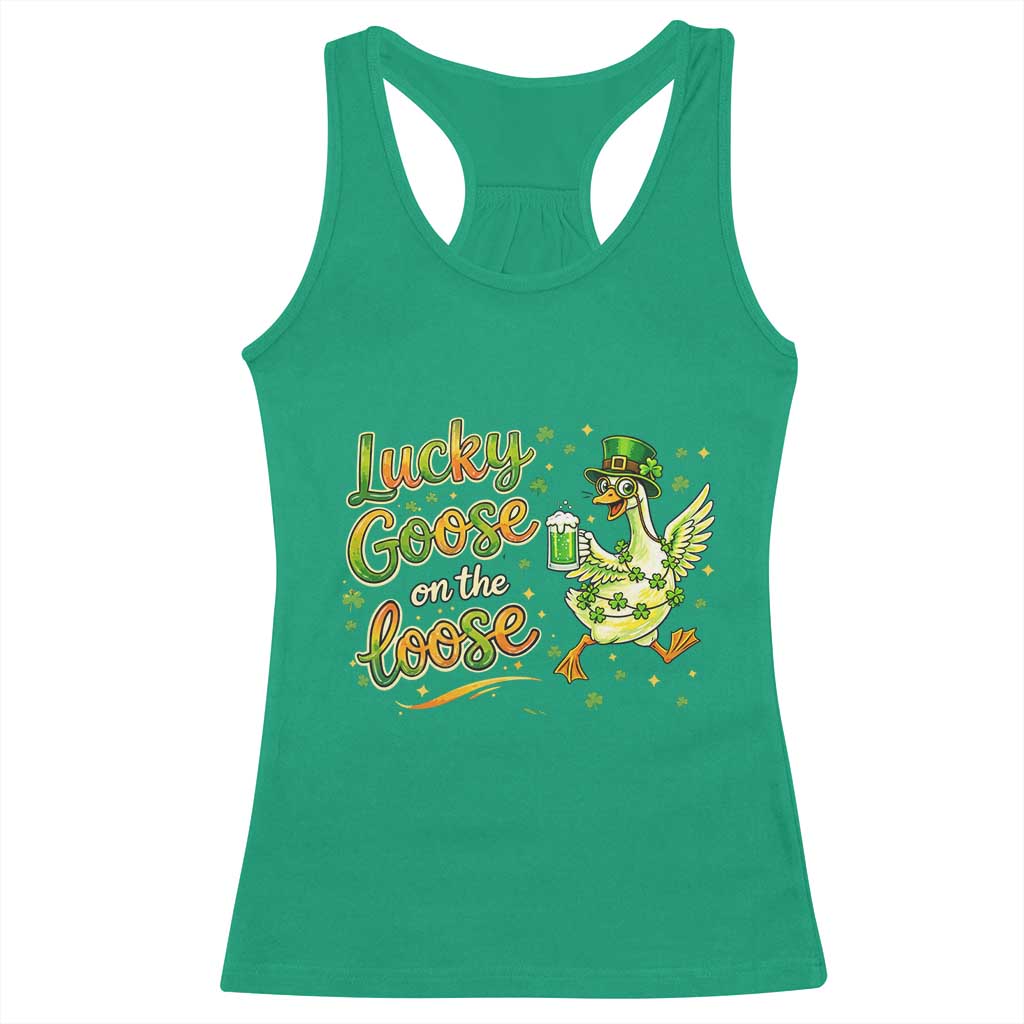 Retro Clover Duck Racerback Tank Top Lucky Goose On The Loose
