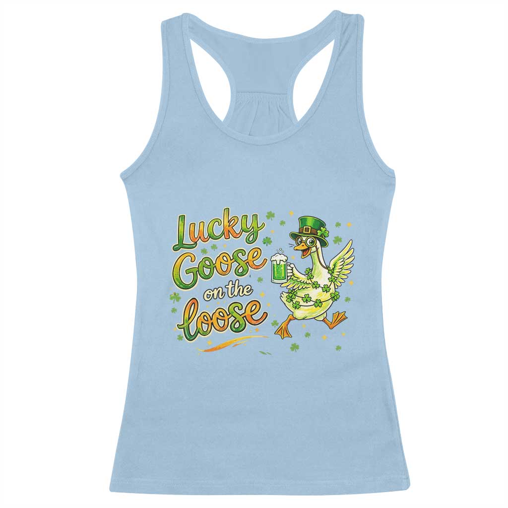 Retro Clover Duck Racerback Tank Top Lucky Goose On The Loose