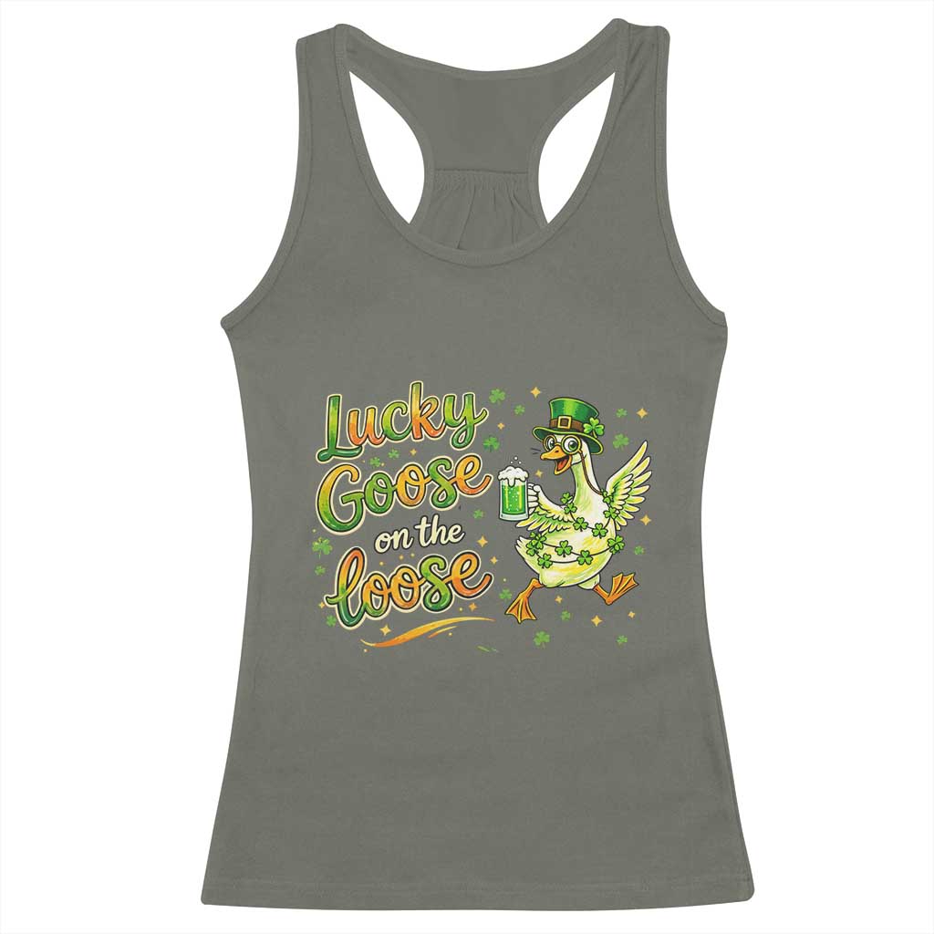 Retro Clover Duck Racerback Tank Top Lucky Goose On The Loose