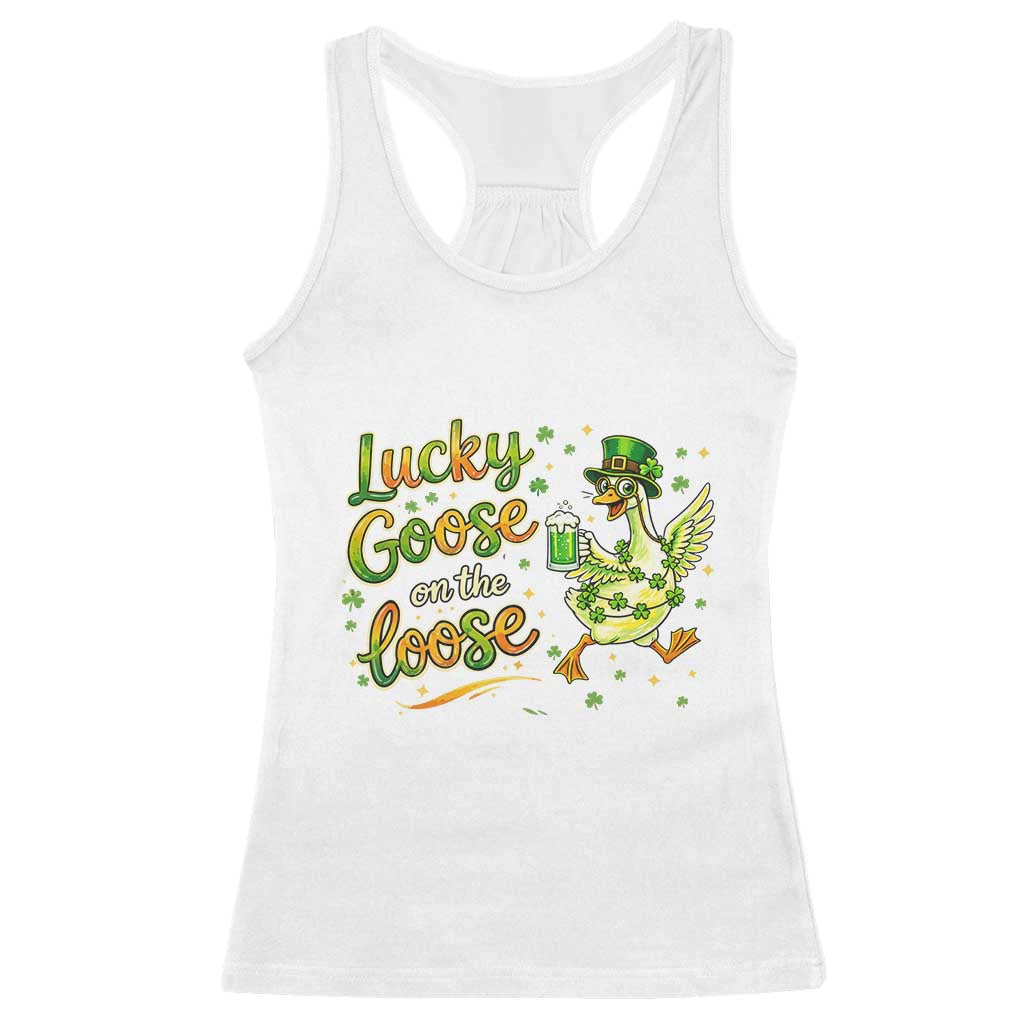 Retro Clover Duck Racerback Tank Top Lucky Goose On The Loose