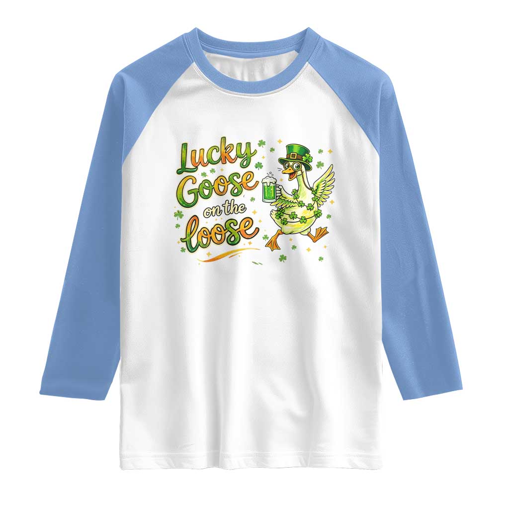 Retro Clover Duck Raglan Shirt Lucky Goose On The Loose