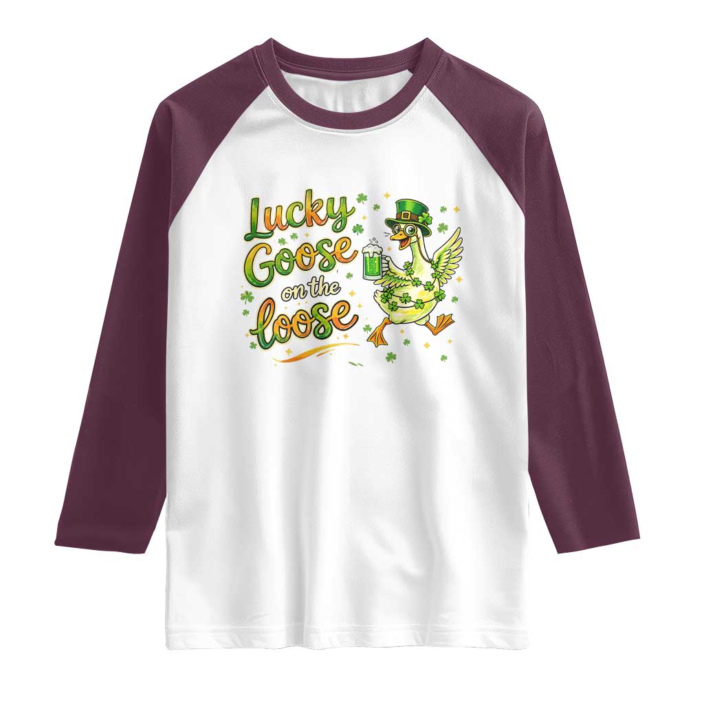 Retro Clover Duck Raglan Shirt Lucky Goose On The Loose