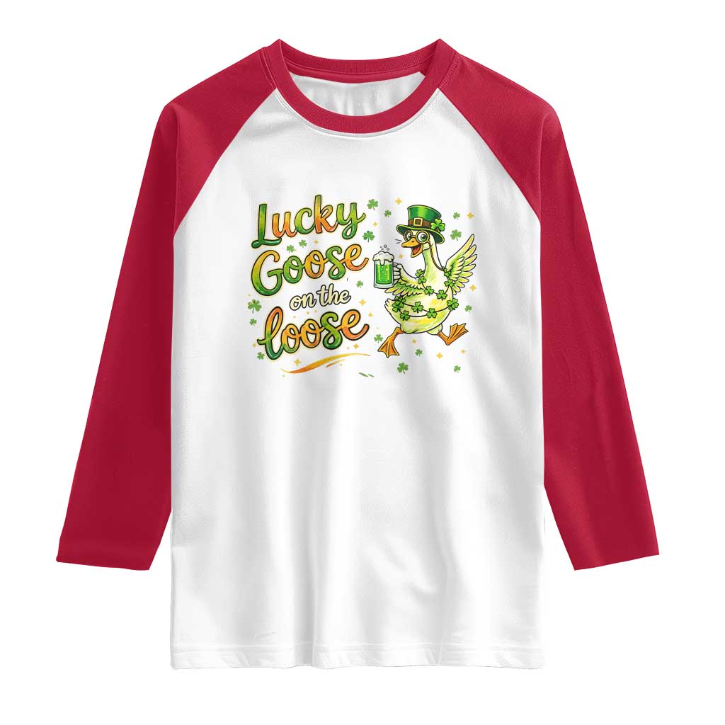 Retro Clover Duck Raglan Shirt Lucky Goose On The Loose