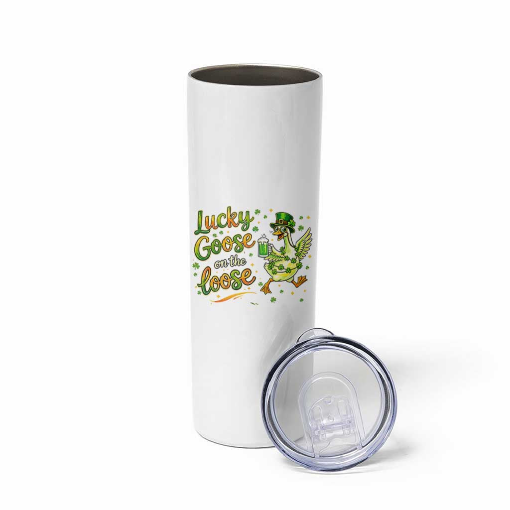 Retro Clover Duck Skinny Tumbler Lucky Goose On The Loose