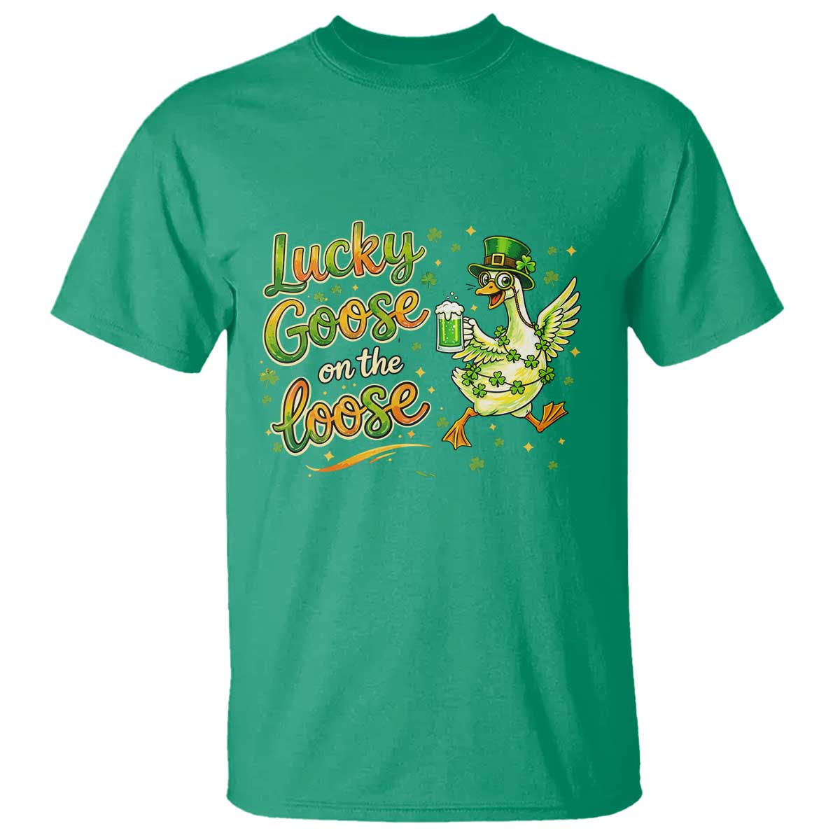 Retro Clover Duck T Shirt Lucky Goose On The Loose