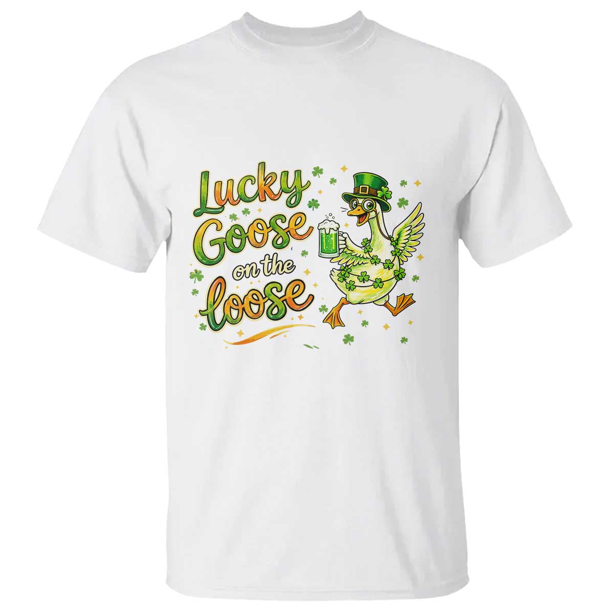Retro Clover Duck T Shirt Lucky Goose On The Loose