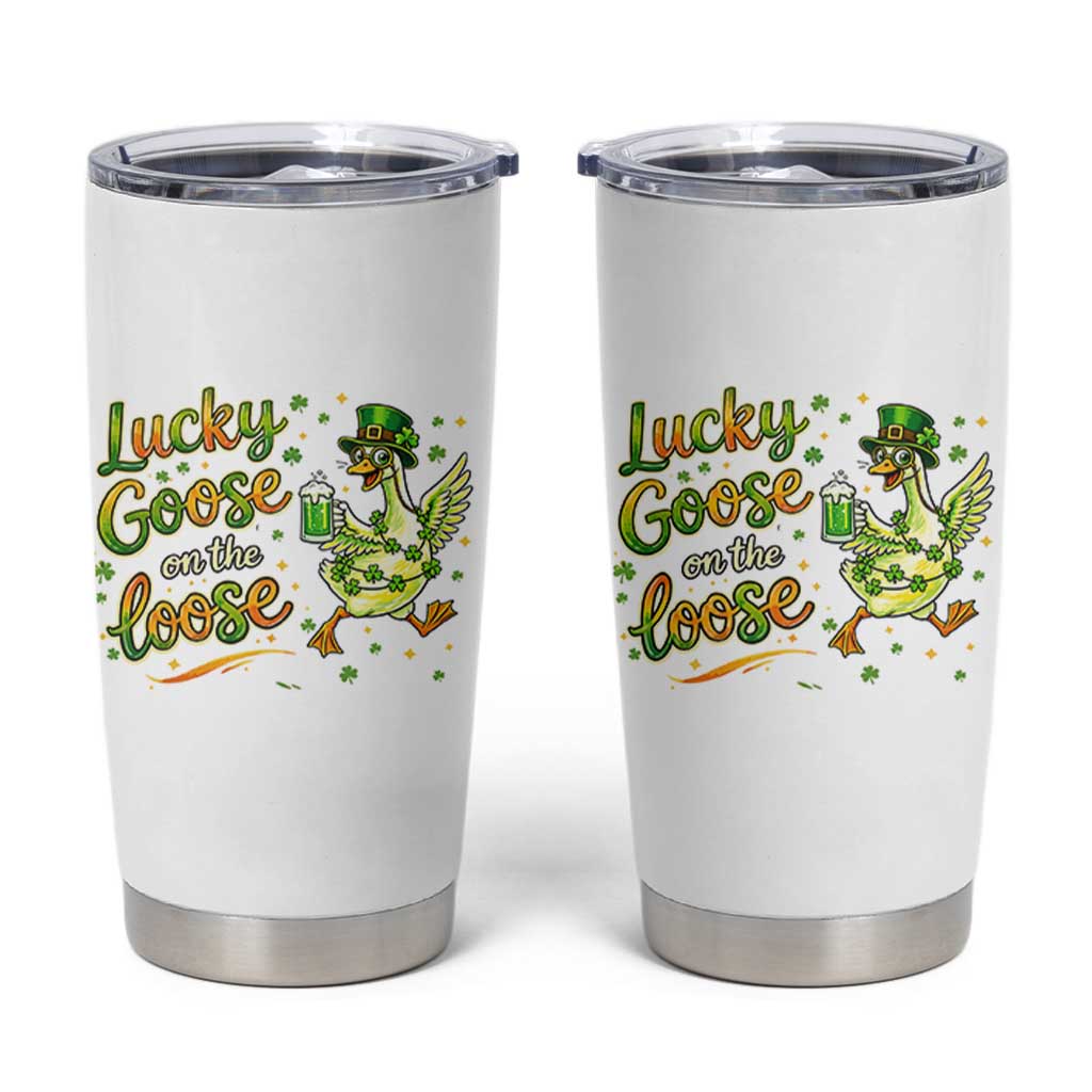 Retro Clover Duck Tumbler Cup Lucky Goose On The Loose