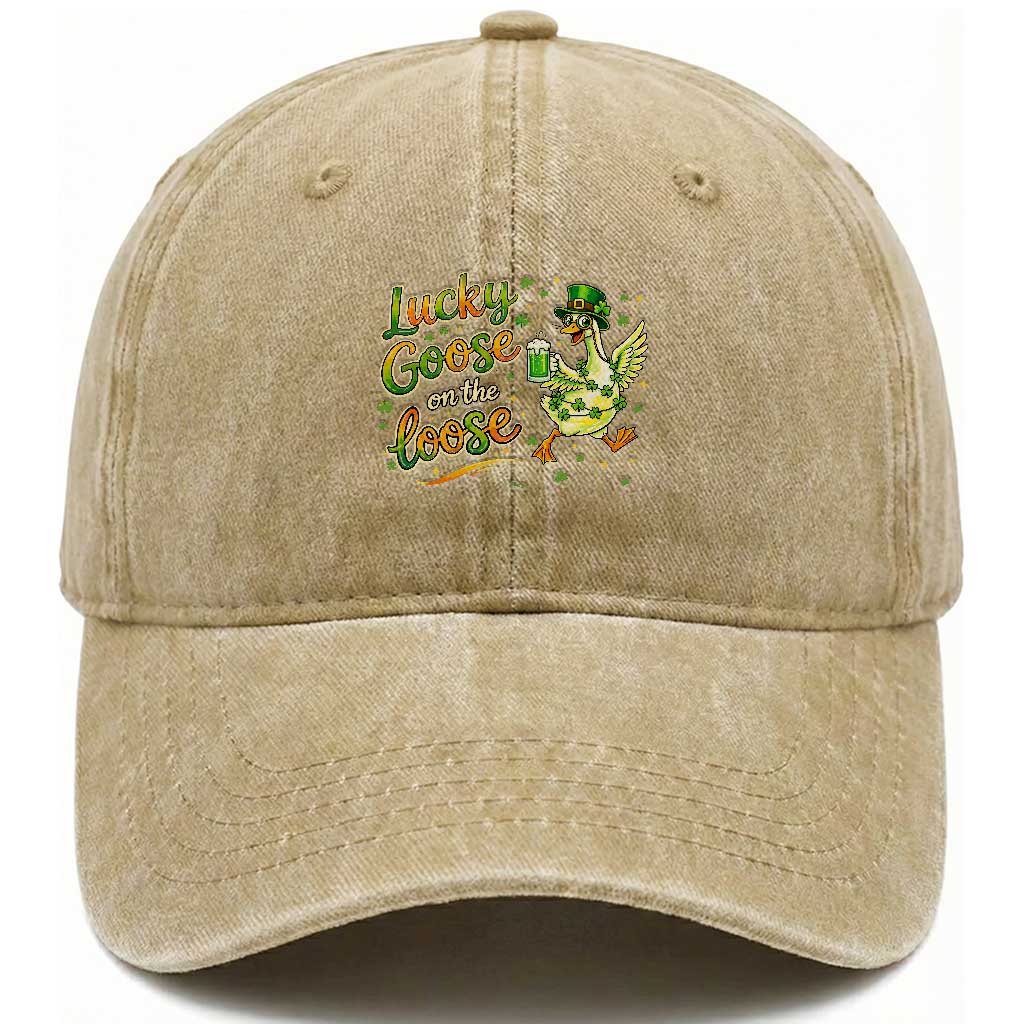 Retro Clover Duck Washed Cotton Baseball Cap Lucky Goose On The Loose